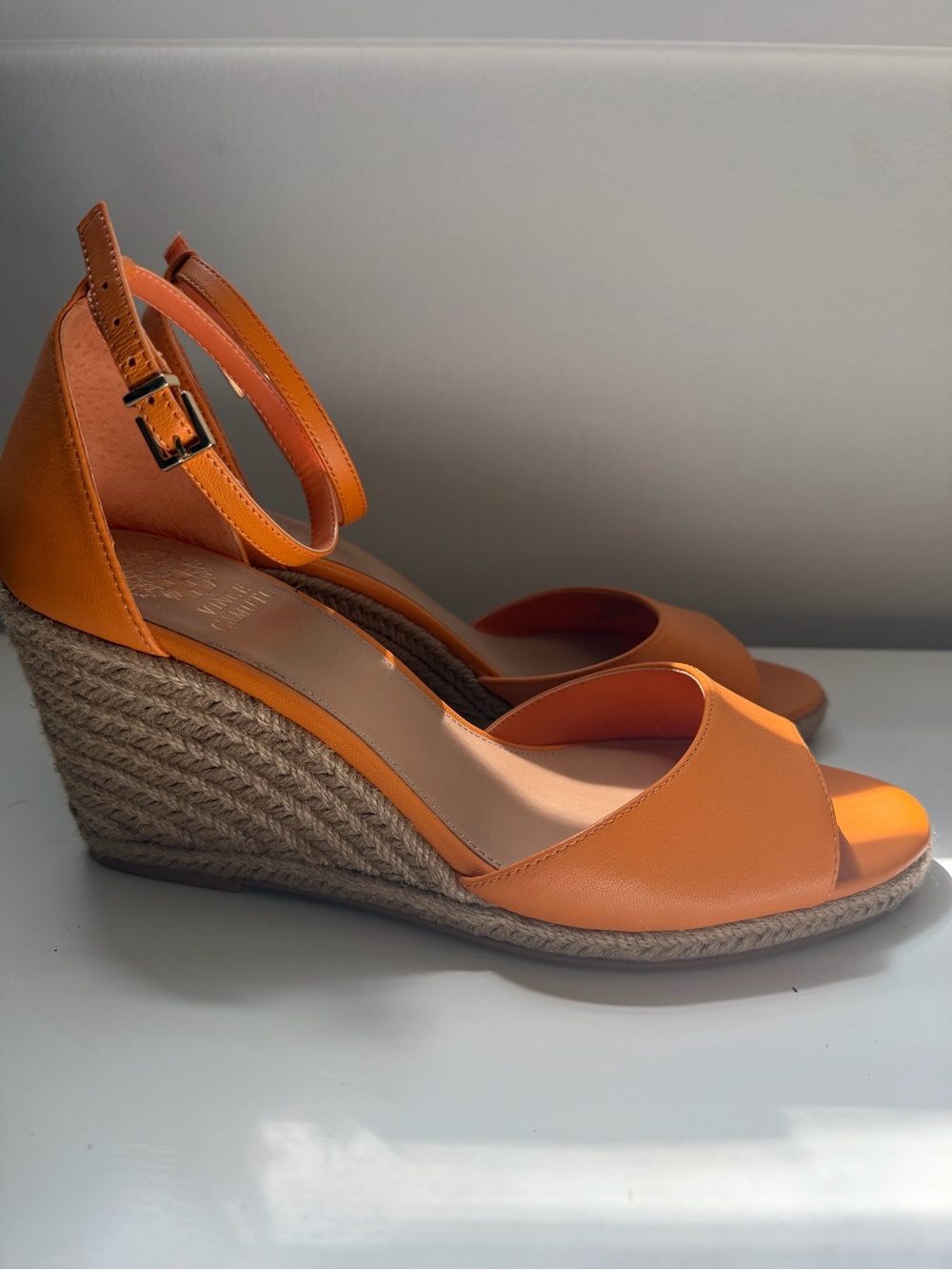 Vince Camuto Orange Espadrille Wedge Sandals with Ankle Strap sz 11 - Picture 3 of 6